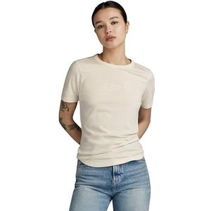 G-STAR RAW Slim handtekening T-shirt voor dames, Beige (Eggnog D24216-4107-g076)