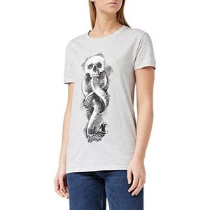 Harry Potter Dark Arts Snake T-shirt voor dames, boyfriend-fit, officieel product, maat S tot XXL, oversized, los T-shirt, ronde hals, bedrukt, cadeau-idee voor vrouwen, grijs.