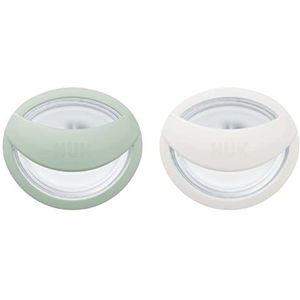 NUK MommyFeel fopspeen in set van 2 | voor een intacte voedingsrelatie | BPA-vrij silicone | 0-9 maanden | 2-pack | groen & wit