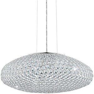 EGLO Clemente Hanglamp, 3 lichtpunten, elegant, hanglamp van staal en kristal in chroomkleur, helder, eettafellamp, woonkamerlamp hangend, met E27-fitting