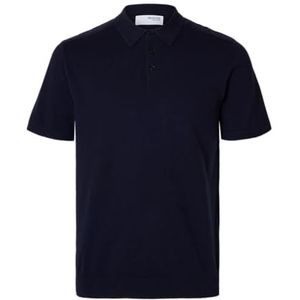 Selected Homme Slhberg Ss Knit Polo Noos Poloshirt voor heren, marineblauw blazer