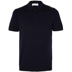 Selected Homme Slhberg Ss Knit Polo Noos Poloshirt voor heren, marineblauw blazer