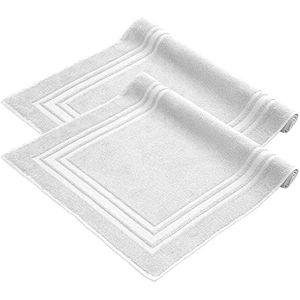 Komfortec Badmat - 2 stuks - Zachte en Absorberende Douchemat - 50x70 cm - 100% Katoen – Wit
