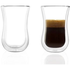 Stölzle Lausitz Coffee 'N More Dubbelwandige glazen, set van 2, 90 ml, dubbelwandig, geschikt als espresso-glas, thee- en koffieglazen