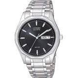 Citizen - Heren 0 - Horloge - Staal - Zilver - 35 mm, Zwart/Zilver, Eén maat, Armband, Zwart/Zilver, Armband