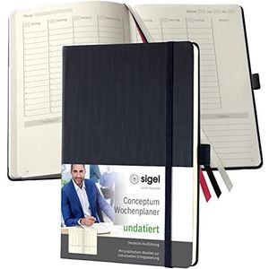 SIGEL CO700 weekplanner Conceptum (DE), zonder datum, ca. A5, zwart, hardcover, 53 weken, 2 pagina's = 1 week, 192 pagina's.