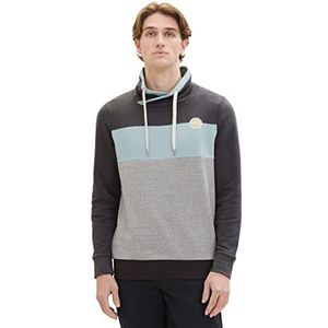 TOM TAILOR herensweatshirt met colorblock-snood, 26320-steen blauw