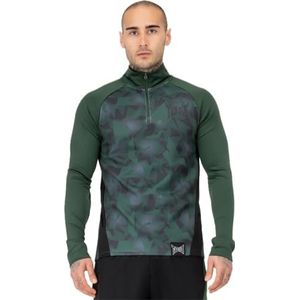 Tapout T-shirt fonctionnel à manches longues pour homme - Coupe normale - Couche intermédiaire d'entraînement, Vert/noir, M