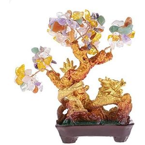 lachineuse - Drakenboom 5 elementen - Feng Shui boom 19 cm - Aziatische decoratie Japanse draak - geïmproviseerde boom met gouden draak - Aziatische decoratie edelstenen - Japan Zen object
