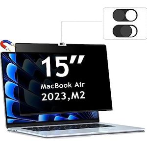 ZOEGAA Privacyscherm voor MacBook Air 15 inch 2023-2025, afneembaar, magnetisch, anti-blauw licht, privacyscherm voor MacBook Air 15 inch met webcamhoes voor MacBook Air 15 inch (M4/M3/M2)