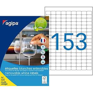 Agipa 101625 multifunctionele etiketten, verwijderbaar, afgeronde hoeken, 22 x 16 mm, wit, 15300 stuks