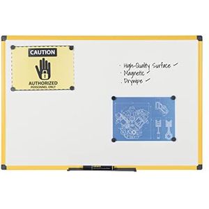 Bi-Office Hoogwaardig whiteboard met geel aluminium frame en penhouder, 90 x 60 cm, met geel aluminium frame en penhouder