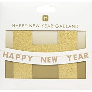 Talking Tables Happy New Year banner - 2 m Gold Party NYE Decorations 2023 Bunting Glitter Garland Eco-Friendly, goud