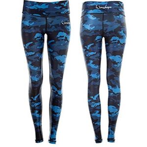 WINSHAPE Power Shape Ael102 Functionele legging voor dames, camo print, slim fit, vrije tijd, sport, yoga, training, camouflage blauw