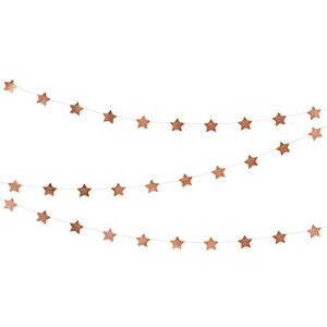 PartyDeco 36 m roodgouden sterrenslinger voor Nieuwjaar, carnaval, Kerstmis, bruiloft, verjaardag