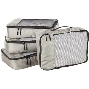 Amazon Basics Opbergtassen voor bagage, maat L, blauw, 4 stuks, grijs., Taille M