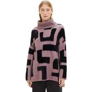 TOM TAILOR 1039312 damessweater, 34068 - lila geometrisch patroon
