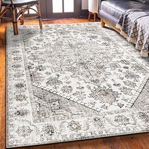 Vernal Milagros Perzisch tapijt, machinewasbaar, pluisvrij, antislip, voor woonkamer, slaapkamer, eetkamer, hal, keuken, beige, crème en grijs, 120 x 180 cm