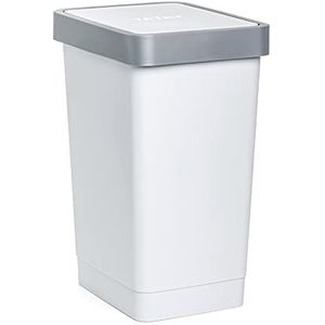 TATAY Smart-emmer met kanteldeksel, inhoud 25 l, polypropyleen, BPA-vrij, vuilniszak 30 l, wit, afmetingen 26 x 34 x 47 cm