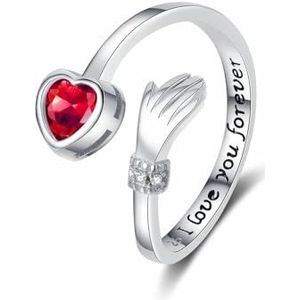 TOFBS I Love You Forever verstelbare ringen van 925 sterling zilver, open, romantische zirkonia, paar, verguld, belofte ring