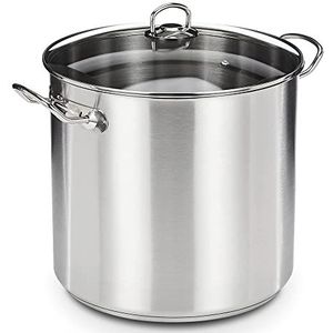 GSW 643474 Jumbo pot met glazen deksel 30 x 28 cm - 20 liter - RVS zilver