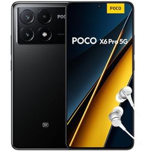 Xiaomi POCO X6 Pro 5G smartphone + hoofdtelefoon, 8 + 256 mobiele telefoon zonder contract, 64 MP OIS drievoudige camera, helder zwart (BE versie + 2 jaar garantie)