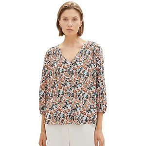 TOM TAILOR damesblouse met patroon, 32369-kleine grijze tie-dye bloemen