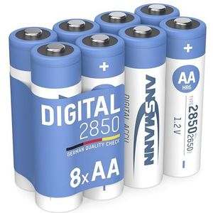 ANSMANN NiMH AA Mignon 2850 mAh digitale batterijen in set van 8 oplaadbare snellaadbatterijen, betrouwbaar gebruik in zaklamp, afstandsbediening, camera