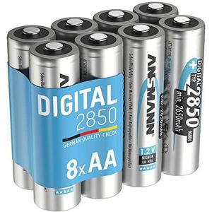 ANSMANN NiMH AA Mignon 2850 mAh digitale batterijen in set van 8 oplaadbare snellaadbatterijen, betrouwbaar gebruik in zaklamp, afstandsbediening, camera