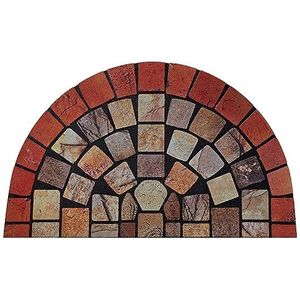 Nicoman Stijlvolle milieuvriendelijke deurmat met schrapen en antislip, halve maan (75 x 44 cm), rode rand