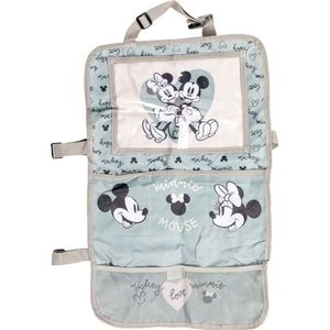 Disney Stoelbeschermer voor tablet, autoorganizer voor kinderen, grijs en roze, met de schattige Minnie en Mickey Mouse muizen