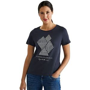 Street One A319435 T-shirt voor dames met korte mouwen, Donkerblauw