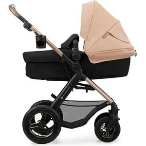 Kinderkraft MOOV2 AIR 4-in-1 kinderwagen tot 26 kg met I-SIZE kinderzitje 40-75 cm, buggy-functie, verstelbare ligpositie, grote uittrekbare kap, opblaasbare wielen, beige