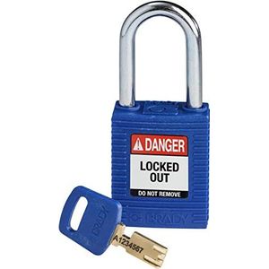 Brady SafeKey Lockout hangslot, nylon, blauw, 3,5 cm staal, shkl sleutel, verschillende maten