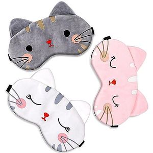 3 stuks schattige kat oogmaskers schattige kat oogmasker zachte pluche cartoon stijl nachtoogmasker oogmasker oogmasker voor de ogen