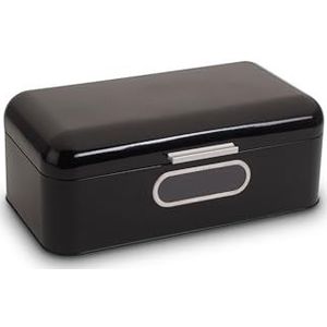 Echtwerk Elegante broodtrommel, retro metalen broodtrommel met venster, ruimtebesparende broodtrommel, zwart, 42 x 23 x 16,5 cm