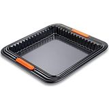 Le Creuset Taartvorm, vierkant, afneembare bodem, 23 x 23 x 3 cm, zuurbestendig, van siliconen, antraciet/oranje, 94103139001100