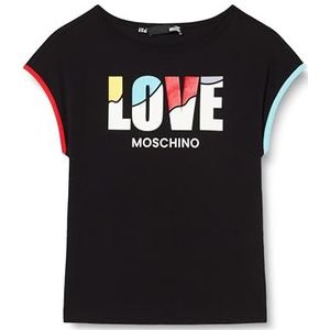 Love Moschino Boxy Fit T-shirt met korte mouwen voor dames, zwart.