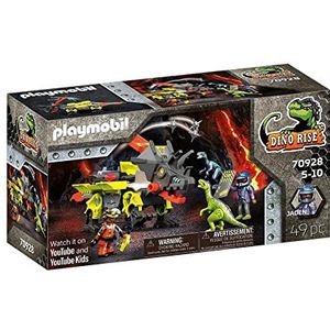 Playmobil 70928 Robo-Dino de strijd – Dino Rise – de opkomst van de dinosaurussen – met twee figuren, twee velociraptors en gevechtswapens – vanaf 5 jaar