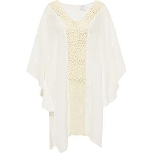 Jika Caftan au crochet pour femme, Blanc cassé, XL-XXL