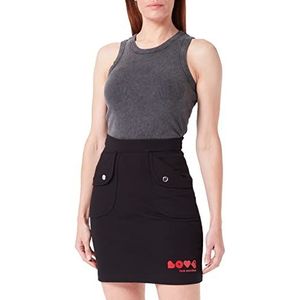 Love Moschino Short Straight Skirt with Hearts Brand Print Jupe courte et droite pour femme, Noir, 40