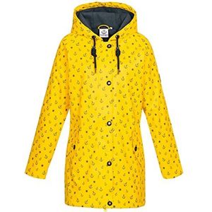 Ankerglut Damen Friesennerz Regenmantel Regenjacke mit Kapuze Gefüttert Wasserdicht Wetterfest Übergangsjacke #ankerglutwolke Blouson de Pluie, Yellow, 40 Femme