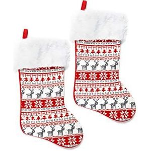 HEITMANN DECO Kerstman laarzen om te vullen en op te hangen - kerstsokken - rood / wit / grijs met kerstmotief