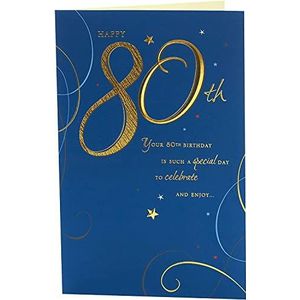 UK Greetings 80 jaar verjaardagskaart voor hem/vriend, donkerblauw, standaardformaat 137 x 210 mm