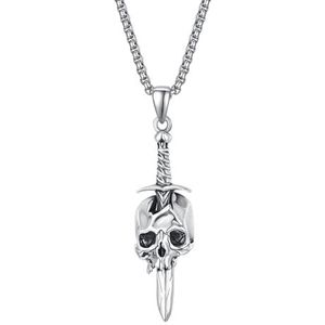 HXWZB Punk gothic doodshoofd medaille van sterling zilver met Memento Mori hanger, uurglas, doodshoofd, muzieknoot, skelet, gezicht, modieuze halsketting, cadeau voor dames en heren, Sterling Zilver,