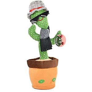 Kögler 76905 - Dansende cactus met zonnebril en sjaal, ca. 34 cm hoog, sprekend pluche met leesfunctie, alles beweegt met humor en beweegt