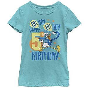 Disney Donald Duck Happy 5th Birthday Oh Boy Oh Boy Oh Boy Girls T-shirt, blauw Tahiti, XS, Tahiti-blauw