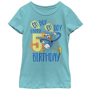 Disney Donald Duck Happy 5th Birthday Oh Boy Oh Boy Oh Boy Girls T-shirt, blauw Tahiti, XS, Tahiti-blauw