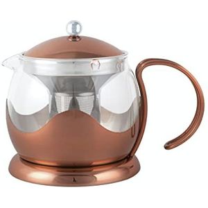 La Cafetière Izmir Glazen theepot met theezeef, 4 kopjes, koper, 1 l