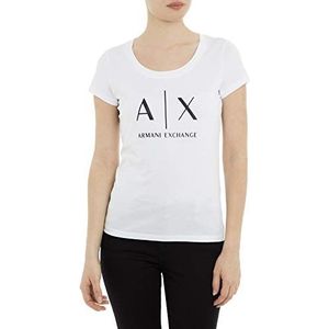 Armani Exchange Dames T-shirt met S-logo, Wit.